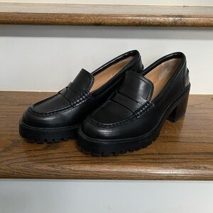 Madewell Black Chunky Heel Loafers, size 7.5